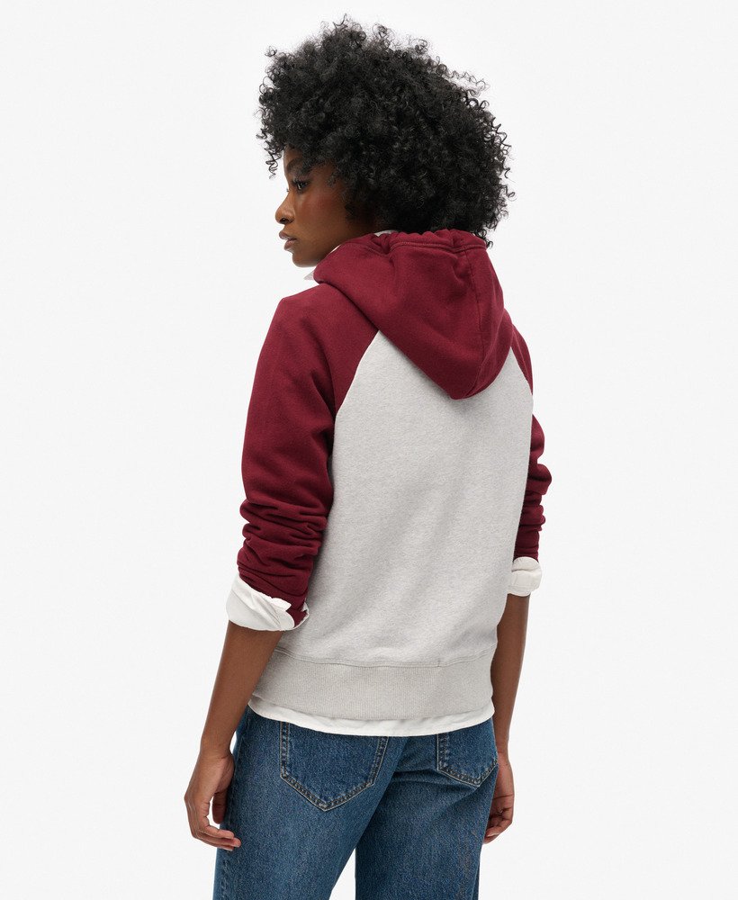essential baseball zip hoodie in rich burgundyglacier grey mrl