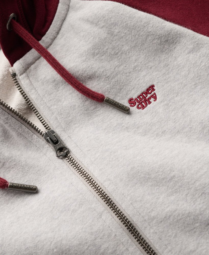 essential baseball zip hoodie in rich burgundyglacier grey mrl