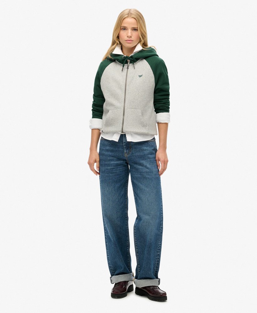essential baseball zip hoodie in emaille groensportief grijs mrl