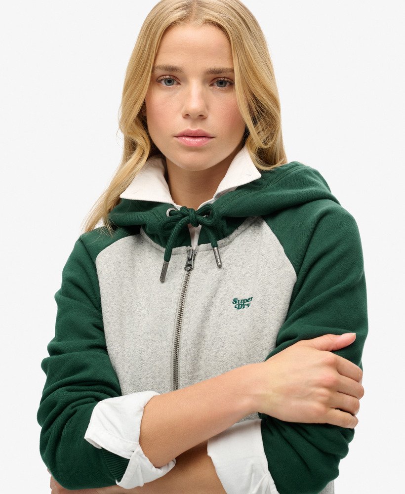 essential baseball zip hoodie in emaille groensportief grijs mrl