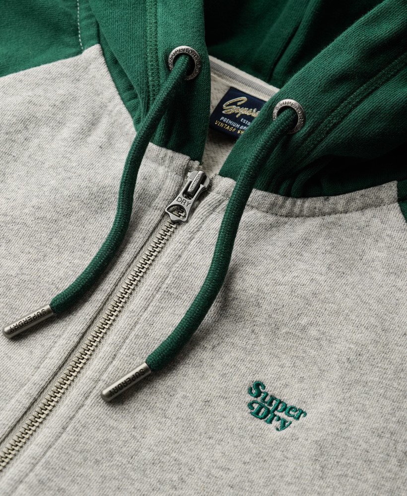 essential baseball zip hoodie in emaille groensportief grijs mrl