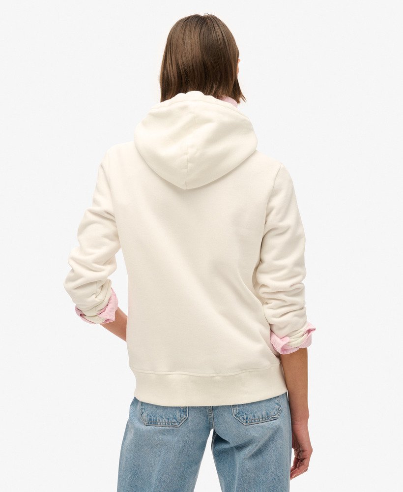 essential logo zip hoodie in off white