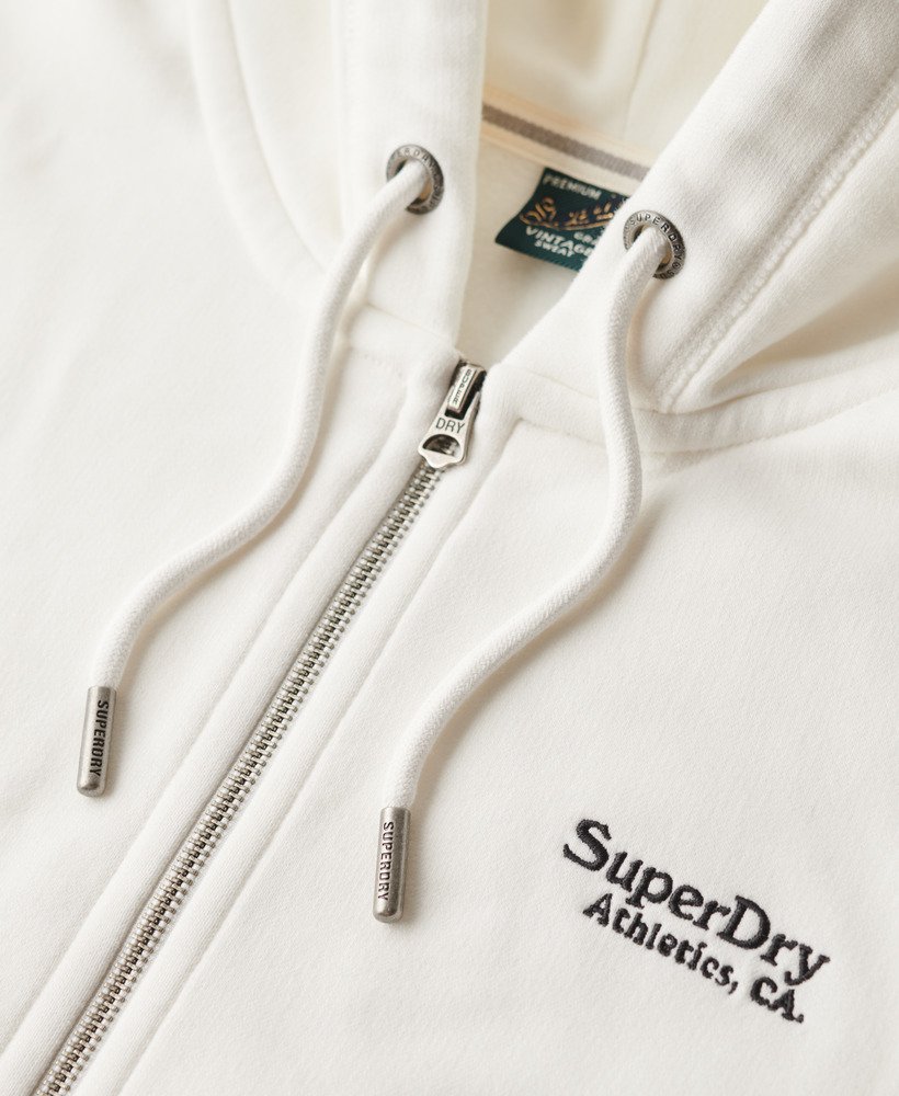 essential logo zip hoodie in off white