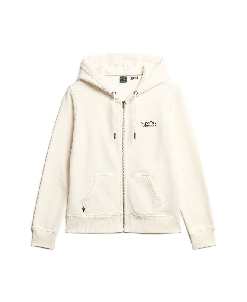 essential logo zip hoodie in off white