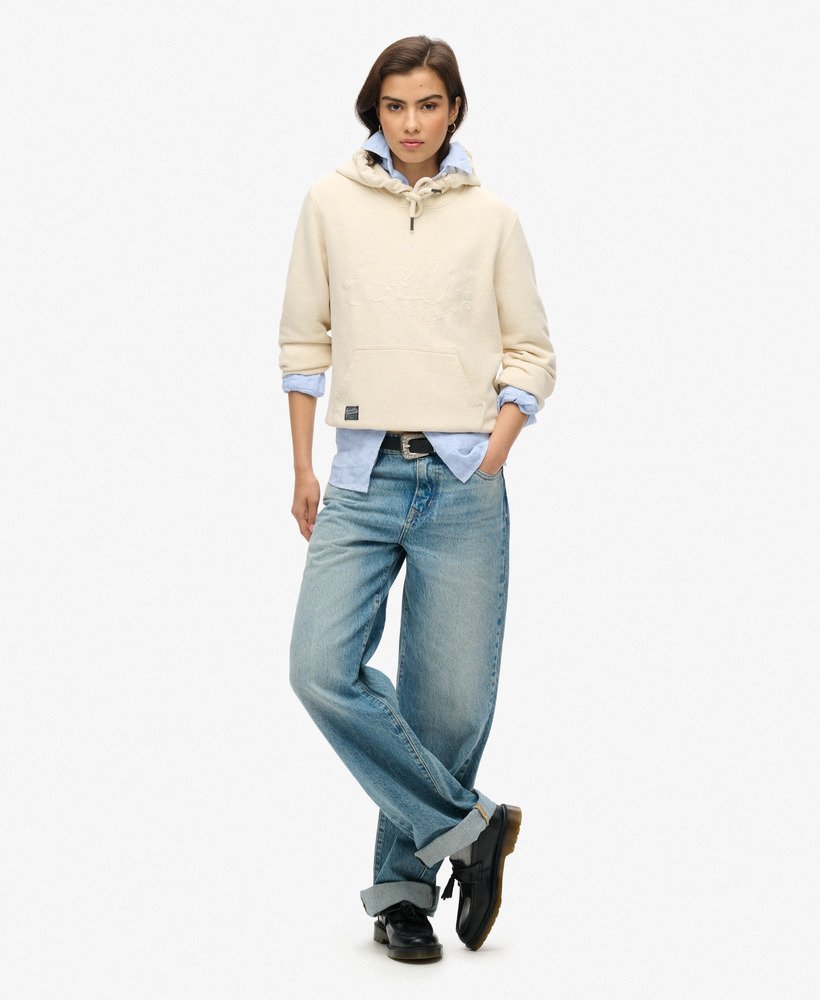 premium script entry hoodie in tapioca cream beige