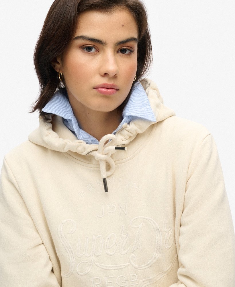 premium script entry hoodie in tapioca cream beige