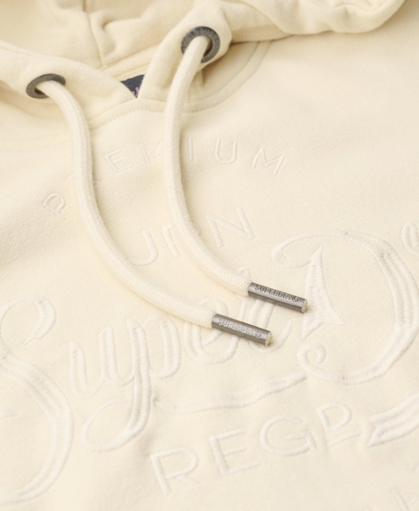 premium script entry hoodie in tapioca cream beige