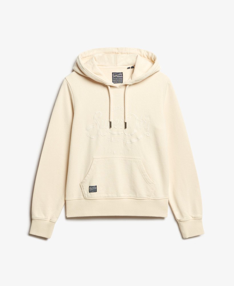 premium script entry hoodie in tapioca cream beige