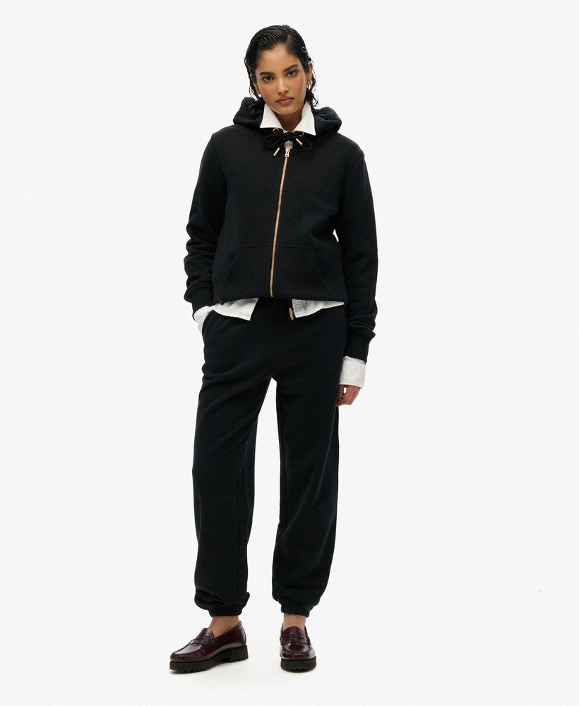 essential logo zip hoodie in zwart