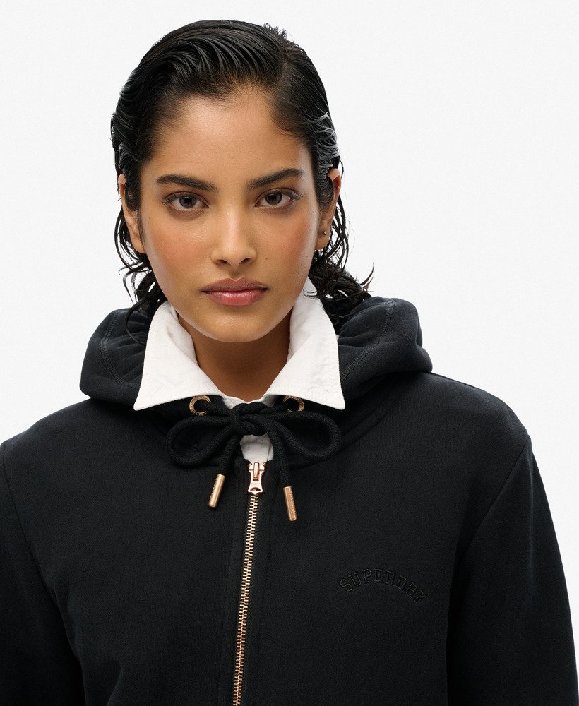 essential logo zip hoodie in zwart