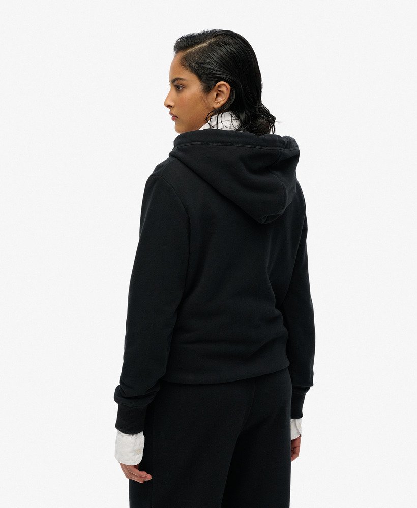 essential logo zip hoodie in zwart