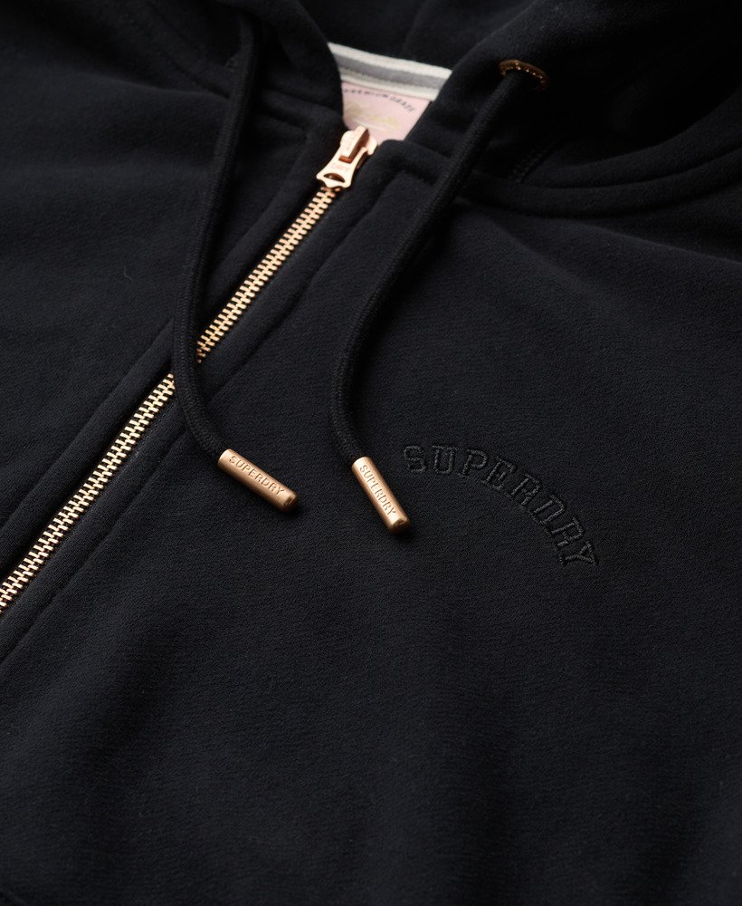 essential logo zip hoodie in zwart