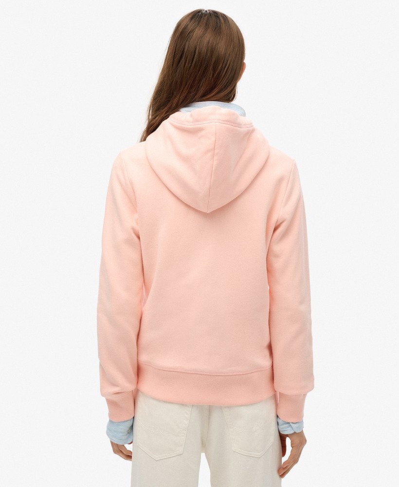 essential logo zip hoodie in pale rose pink