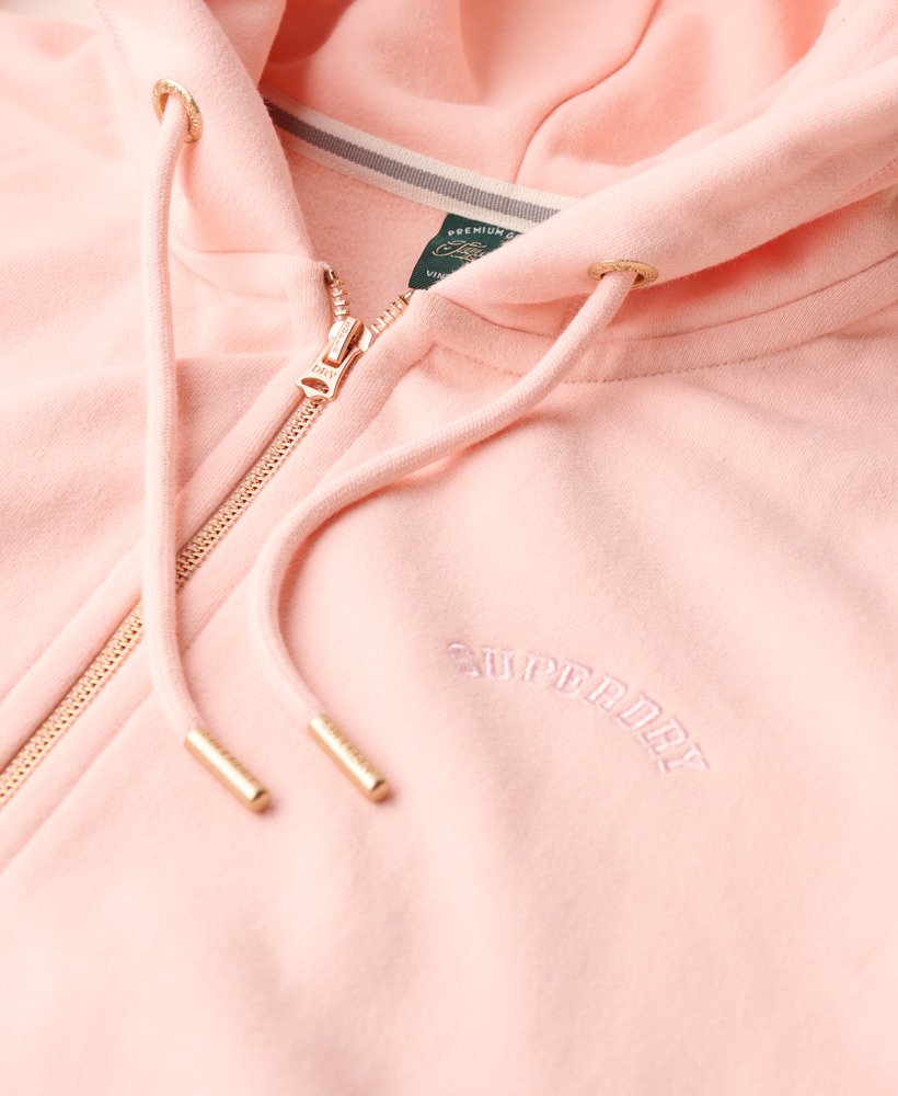 essential logo zip hoodie in pale rose pink