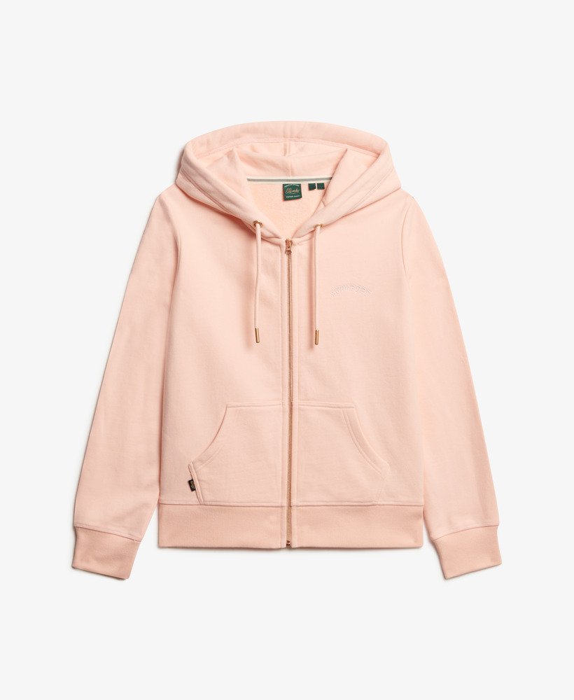 essential logo zip hoodie in pale rose pink