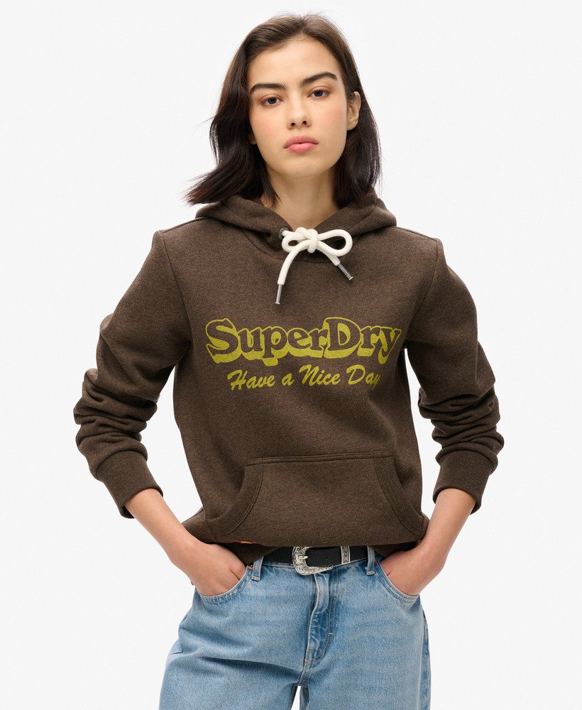 archive graphic hoodie in donkerbruin gemêleerd