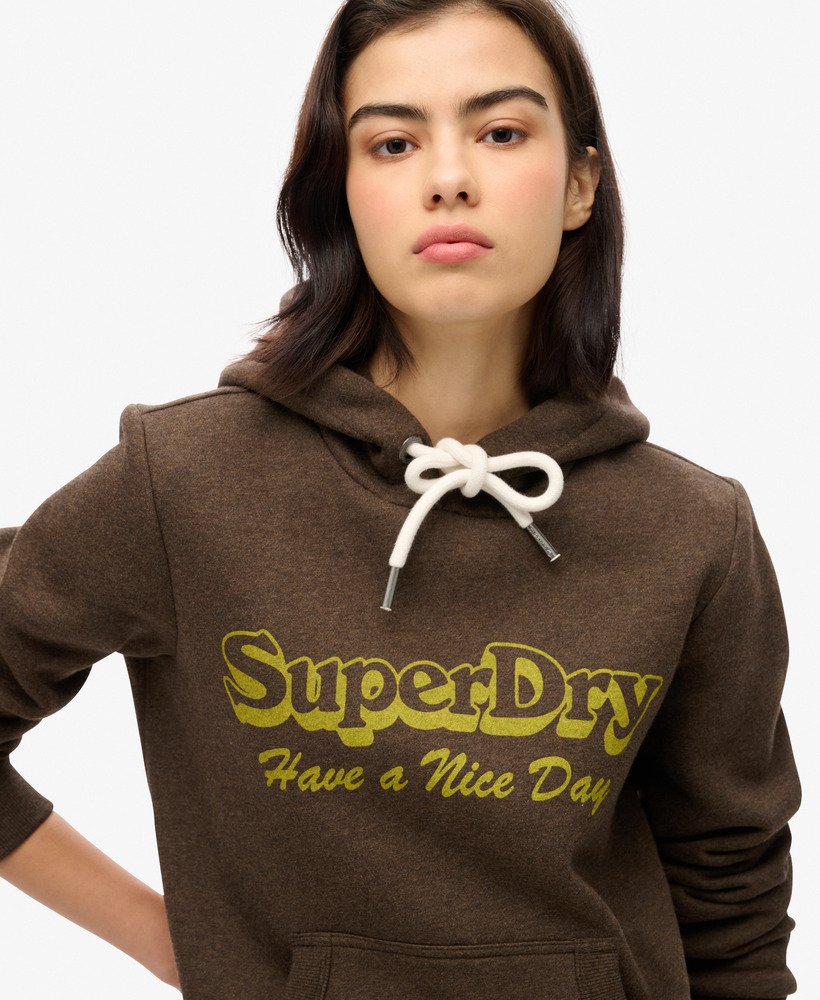 archive graphic hoodie in donkerbruin gemêleerd