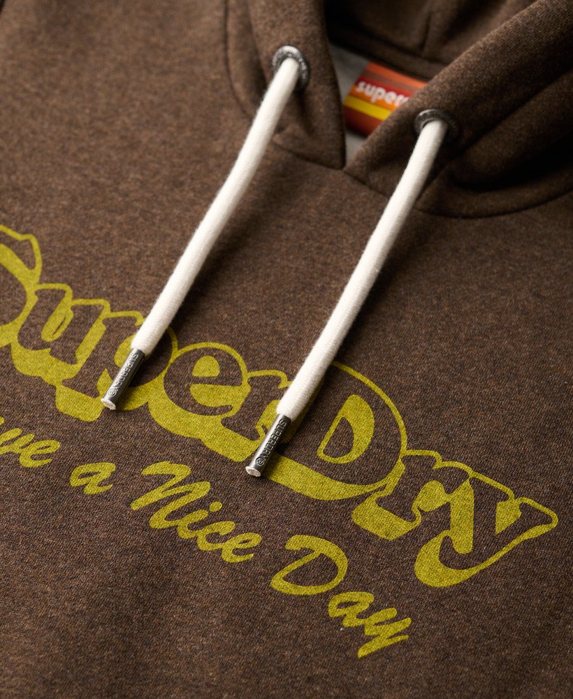 archive graphic hoodie in donkerbruin gemêleerd