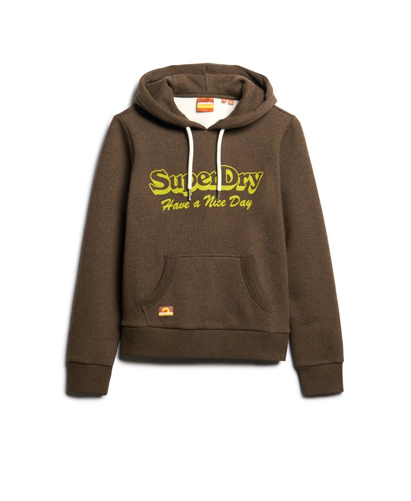 archive graphic hoodie in donkerbruin gemêleerd
