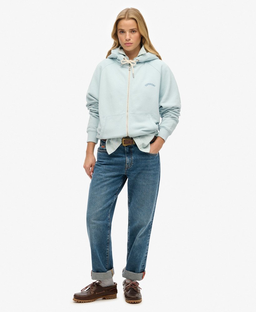 essential logo oversized raglan zip hoodie in winter sky blue