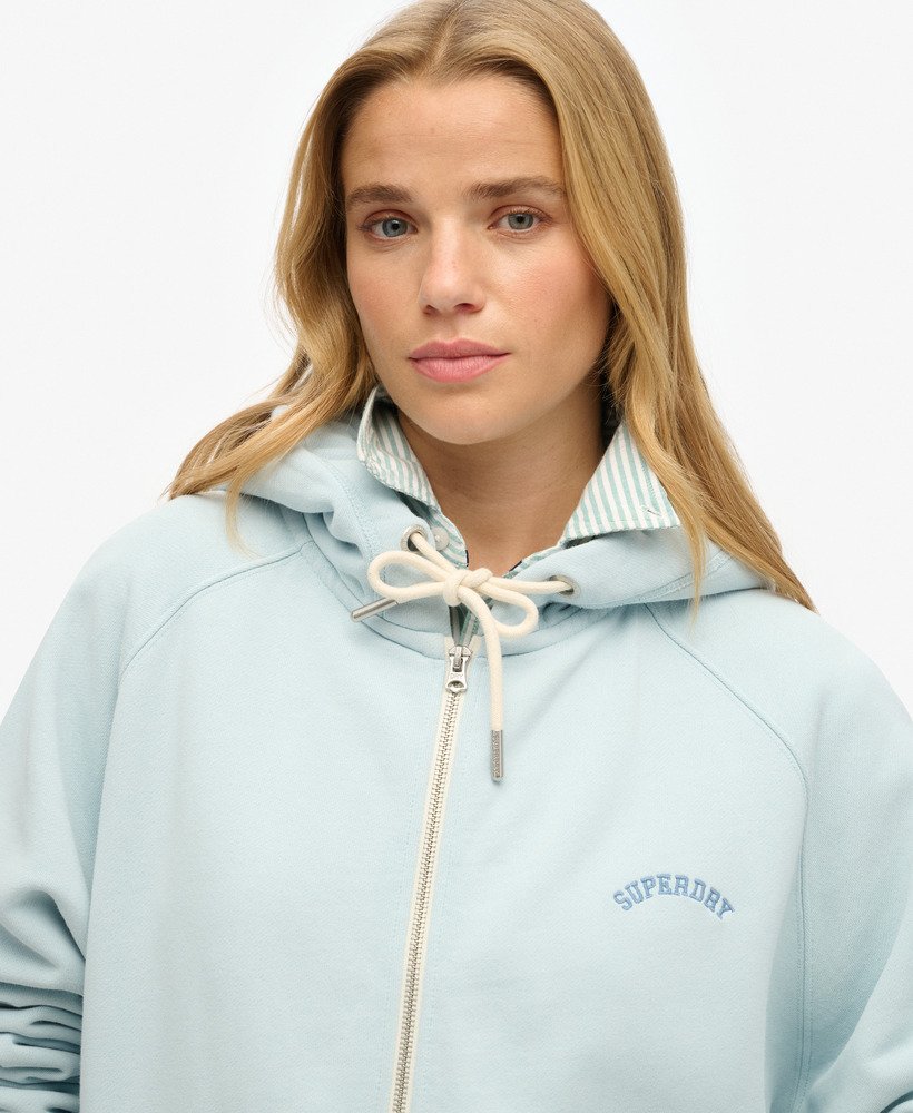 essential logo oversized raglan zip hoodie in winter sky blue