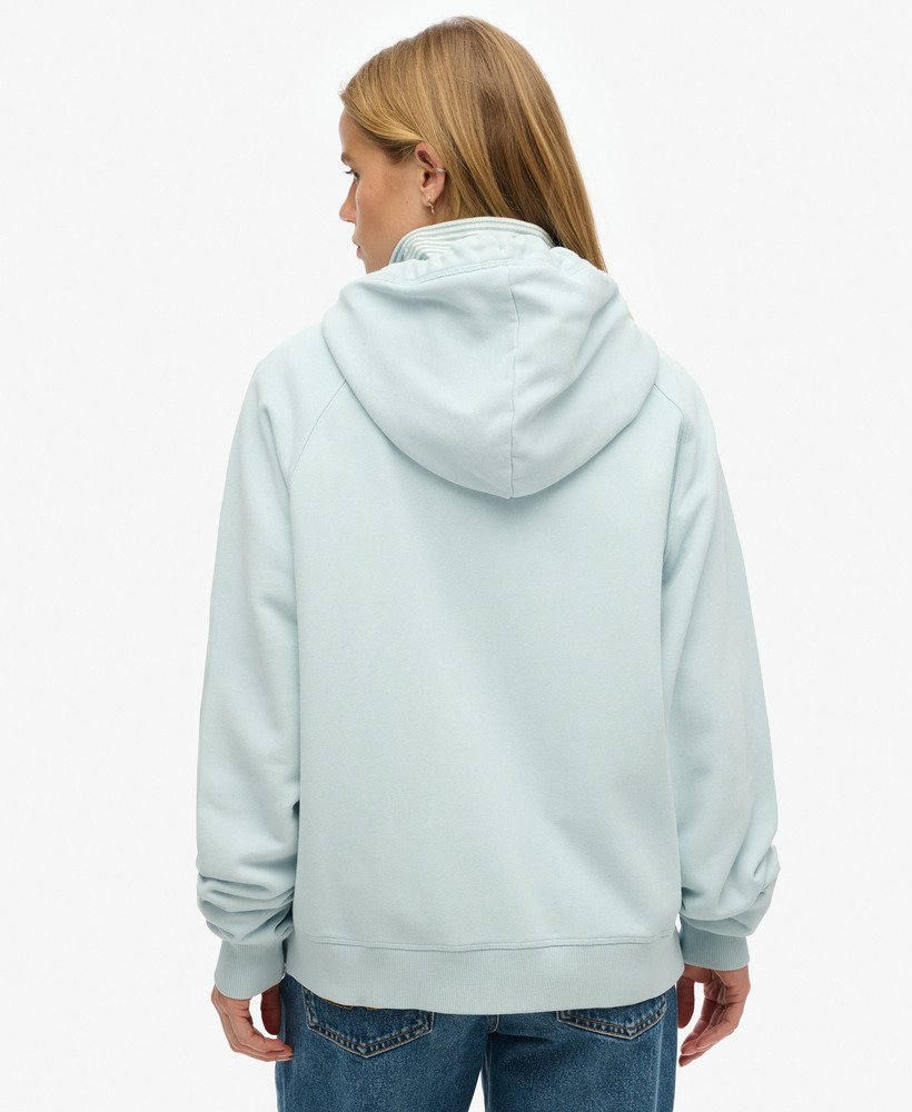 essential logo oversized raglan zip hoodie in winter sky blue