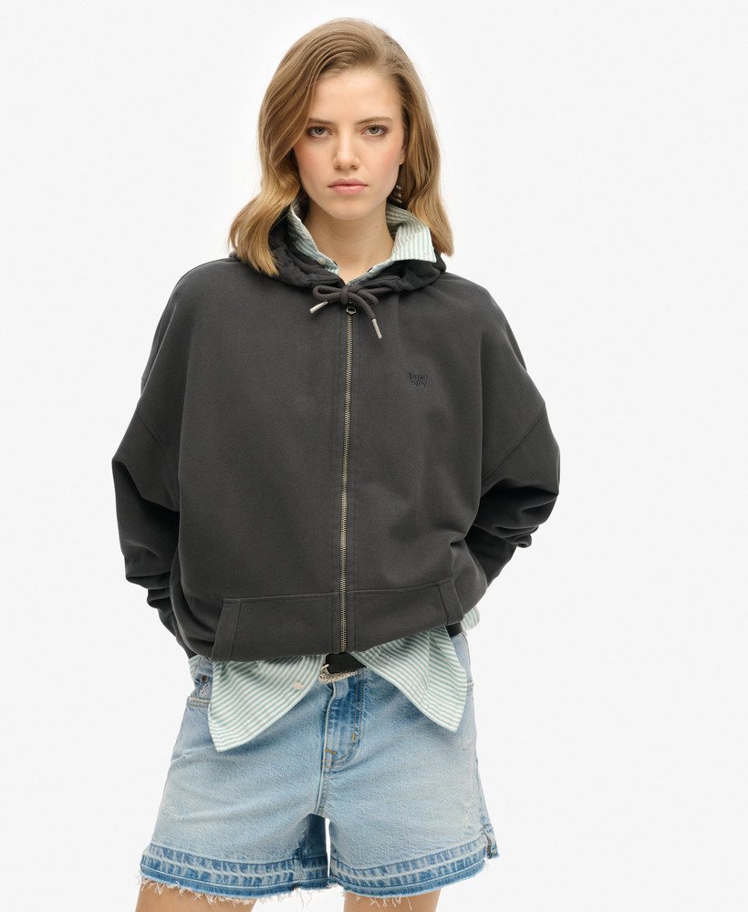 studios zip hoodie in gewassen zwart