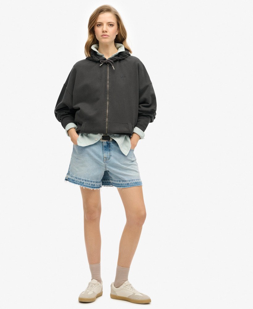 studios zip hoodie in gewassen zwart