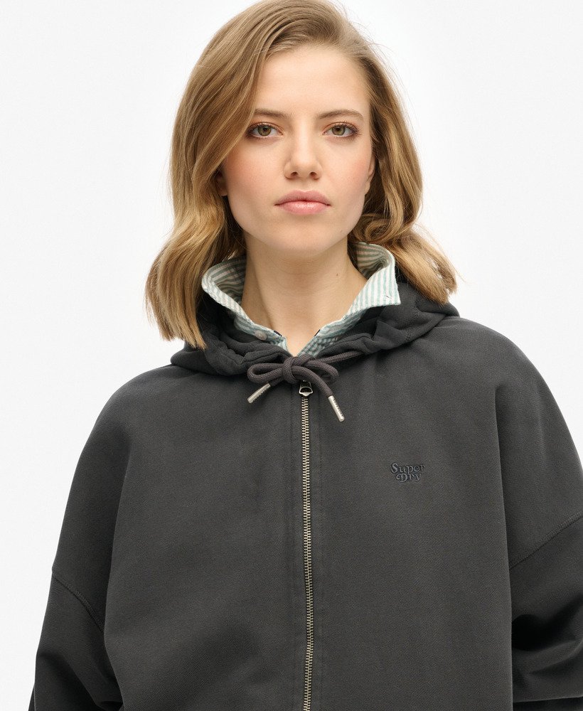 studios zip hoodie in gewassen zwart
