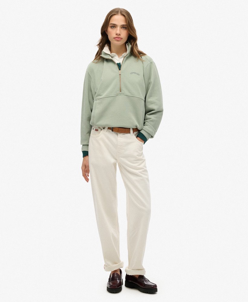 essential logo oversized half zip sweatshirt in lily pad green