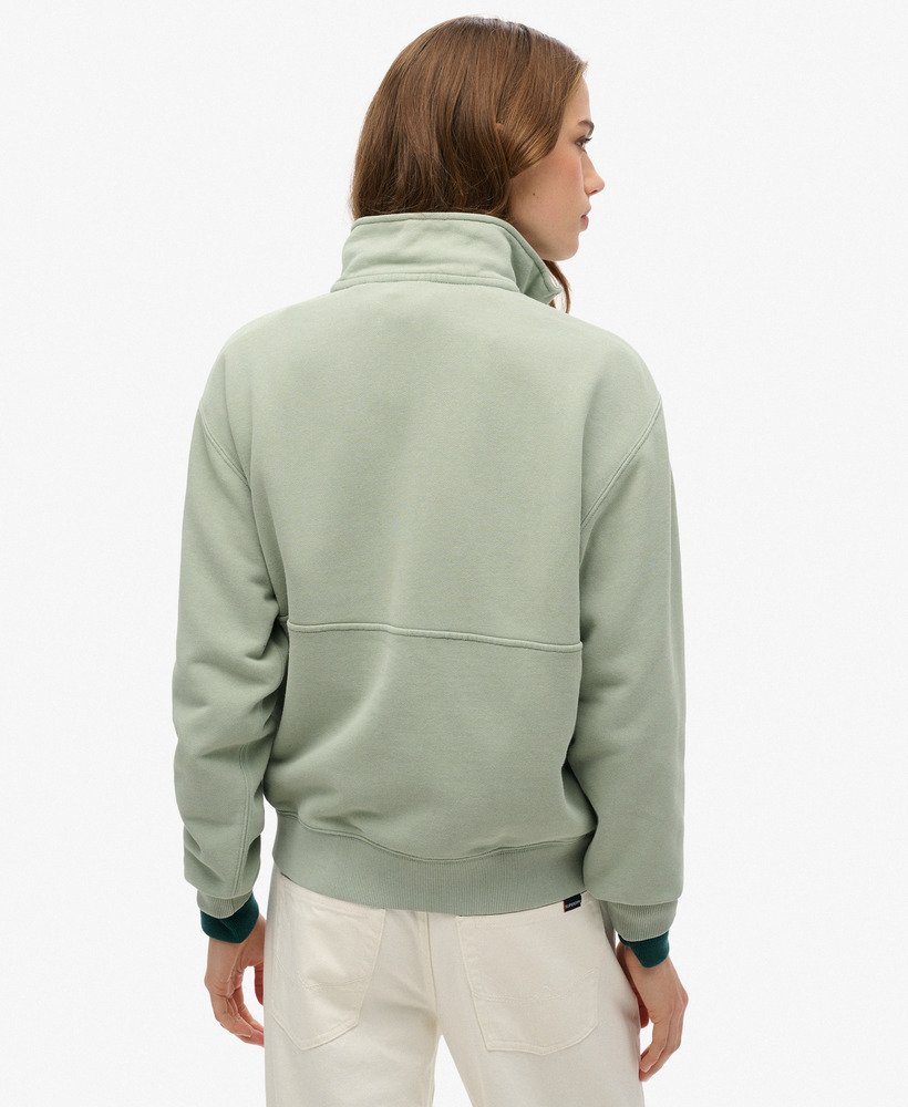 essential logo oversized half zip sweatshirt in lily pad green