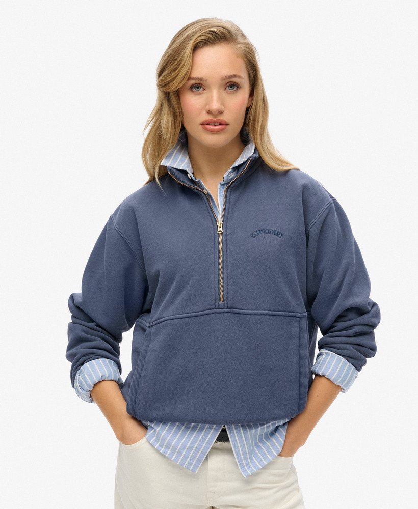 essential logo oversized half zip sweatshirt in lauren navy