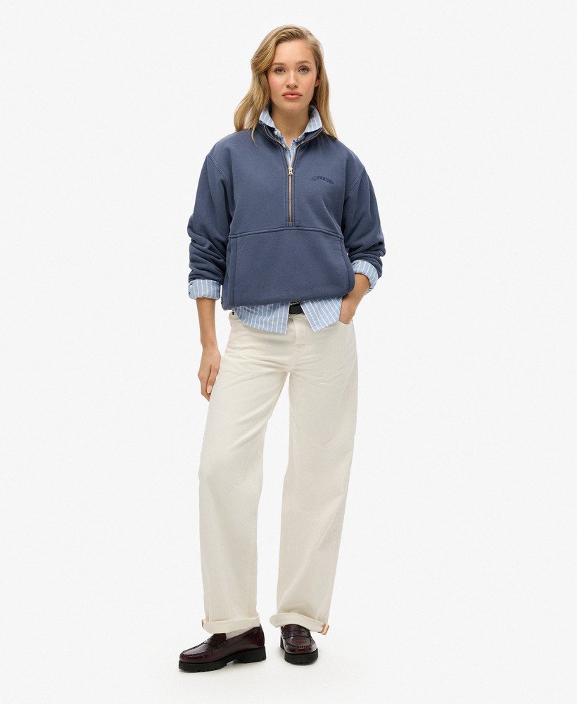 essential logo oversized half zip sweatshirt in lauren navy