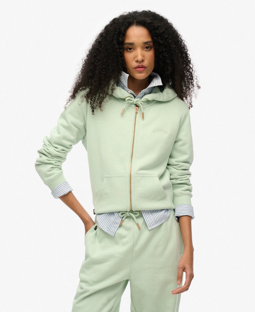 essential logo zip hoodie in surf spray green