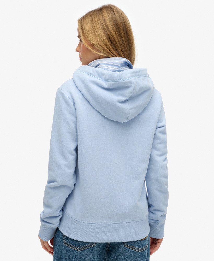 essential logo zip hoodie in rich blue
