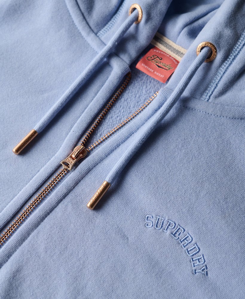 essential logo zip hoodie in rich blue