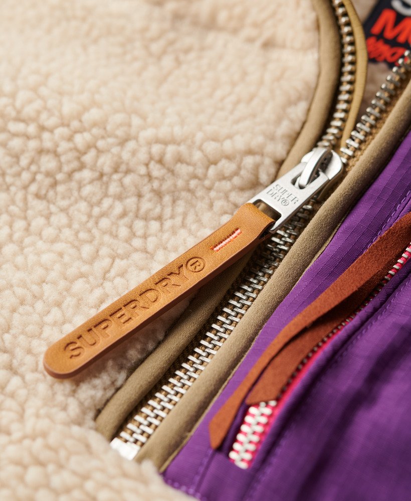 vintage retro fleece trui met halve rits in havermoutbeige.