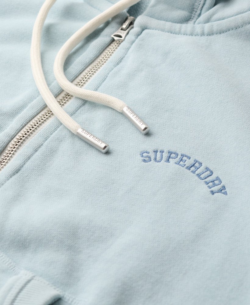 essential logo cropped zip hoodie in winter sky blue