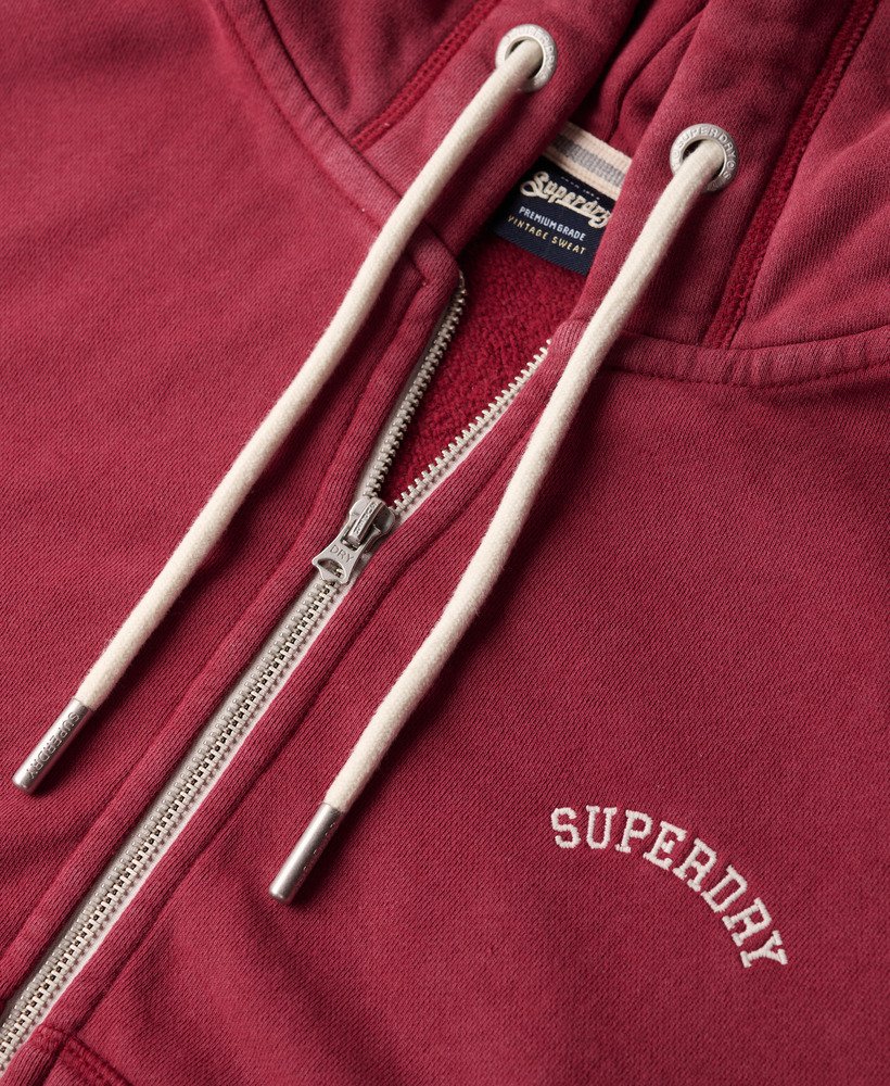essential logo cropped zip hoodie in bordeauxrood