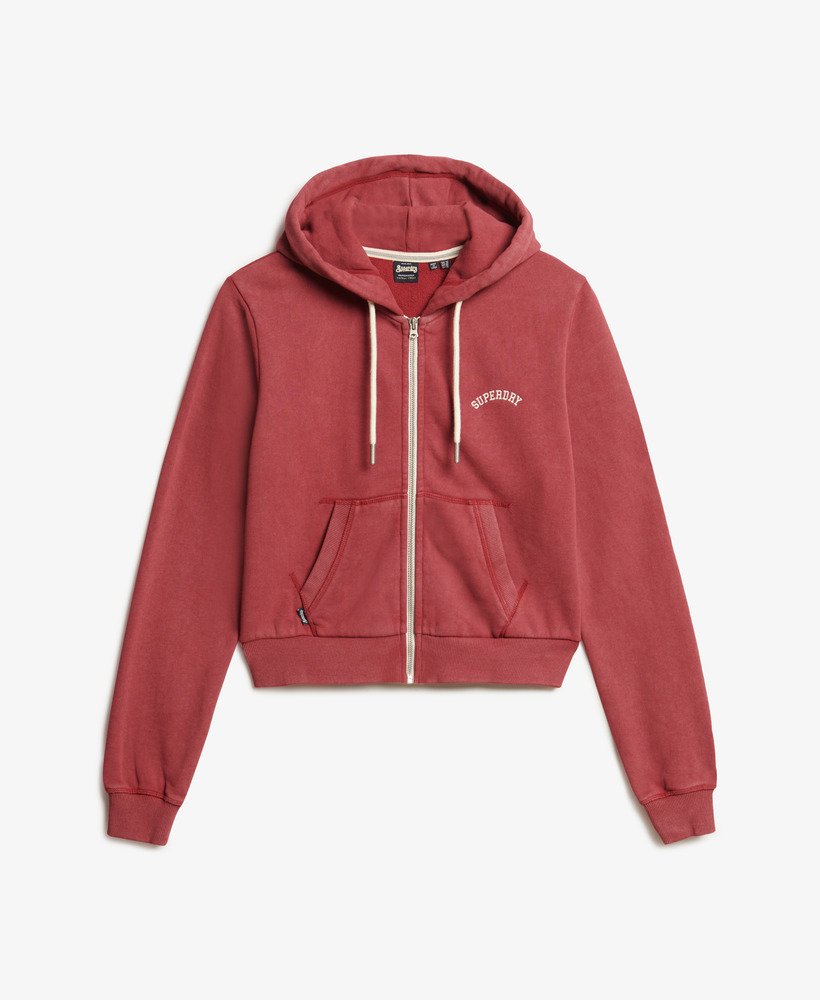 essential logo cropped zip hoodie in bordeauxrood