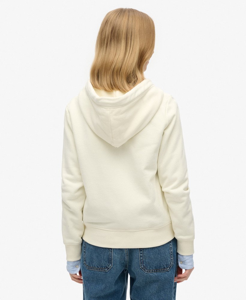 essential logo zip hoodie in off white