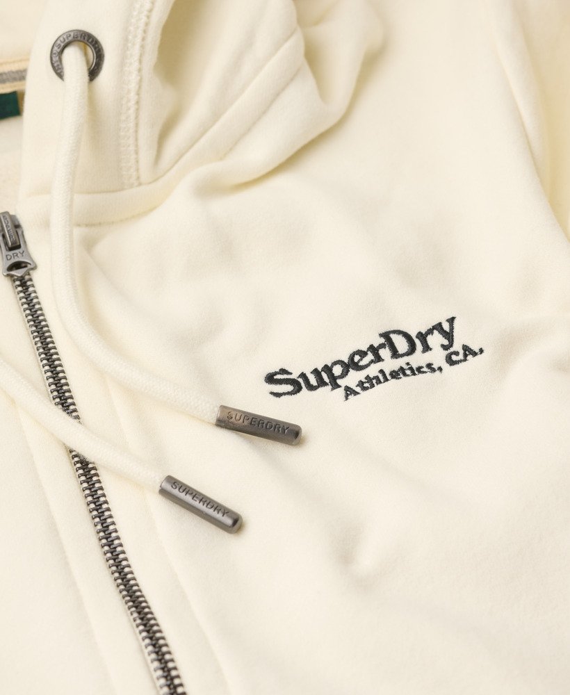 essential logo zip hoodie in off white