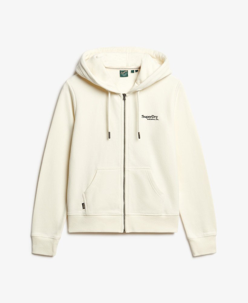 essential logo zip hoodie in off white