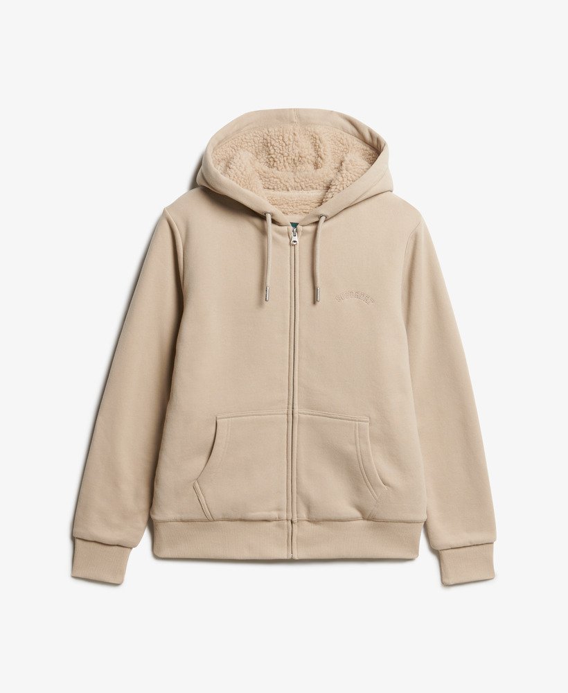 borg gevoerde hoodie met rits in kasseigrijs