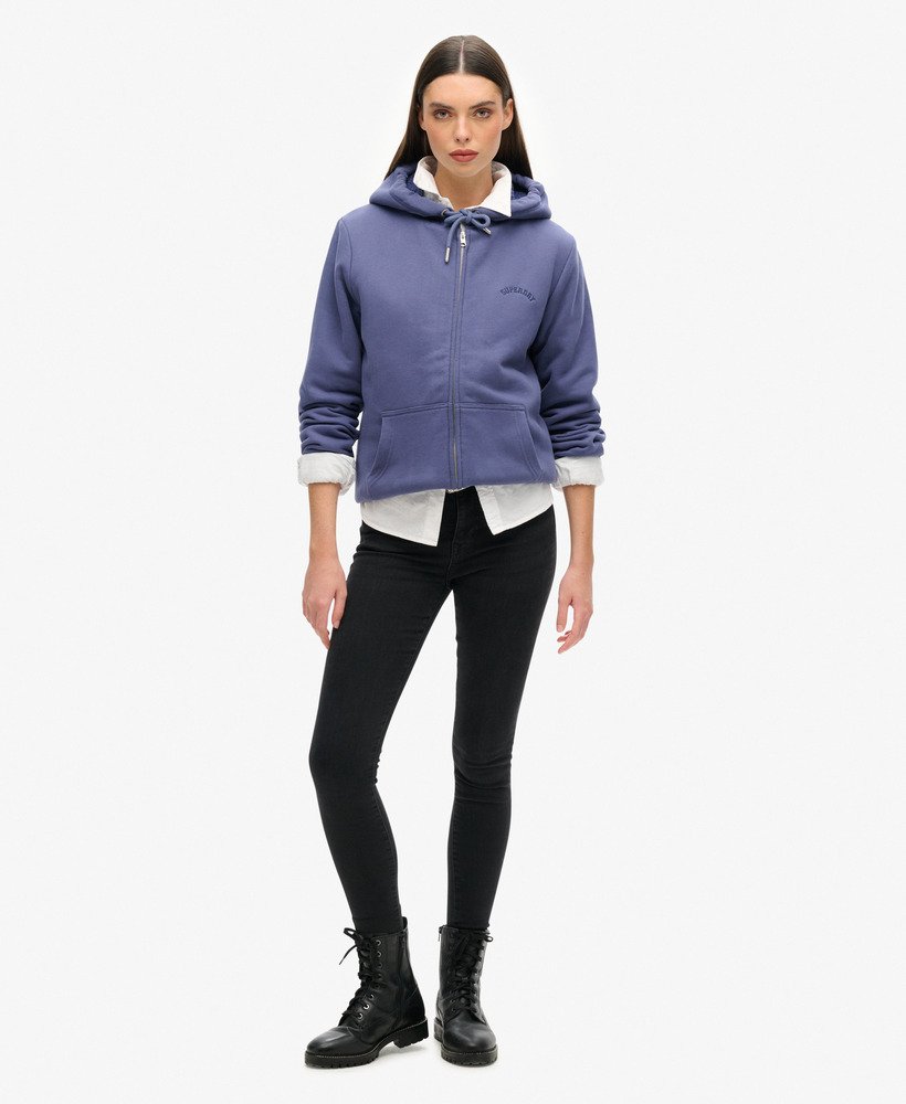 borg gevoerde hoodie met rits in marineblauw