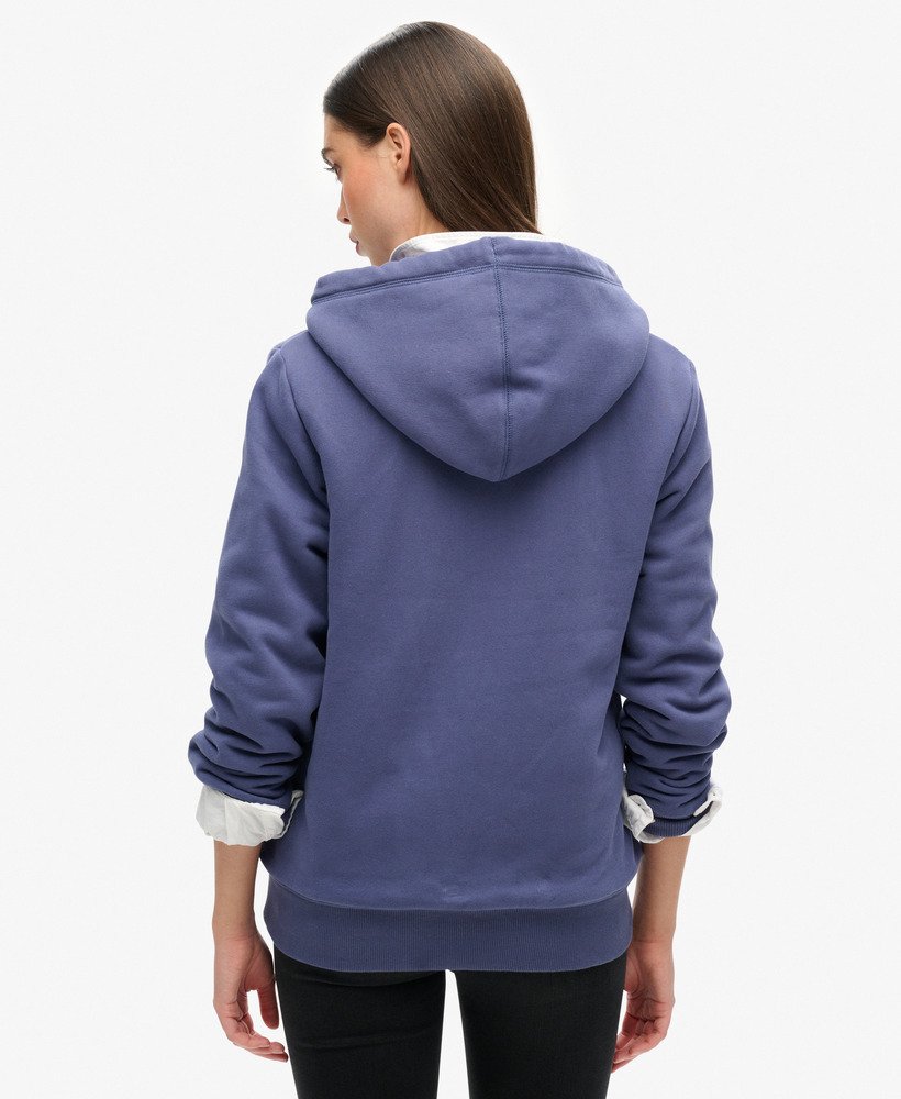 borg gevoerde hoodie met rits in marineblauw