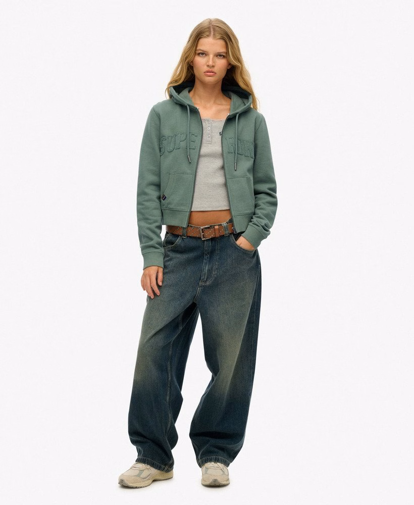 Athletic Essentials tonale cropped hoodie met rits