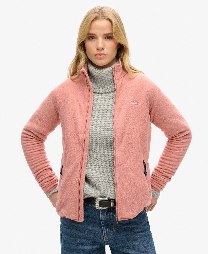 polar fleecejack met volledige ritssluiting in ash rose.