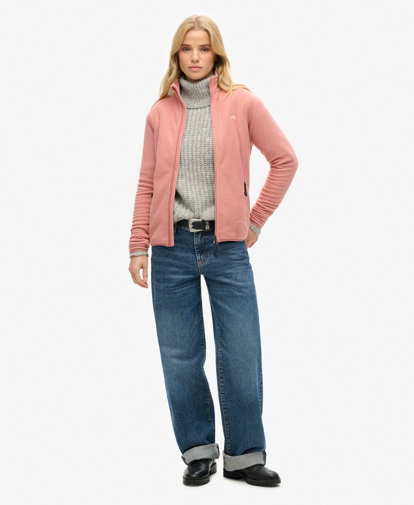 polar fleecejack met volledige ritssluiting in ash rose.