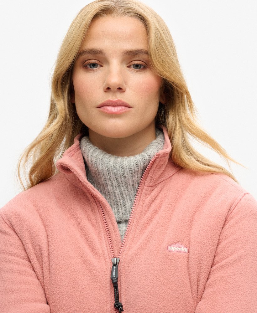 polar fleecejack met volledige ritssluiting in ash rose.